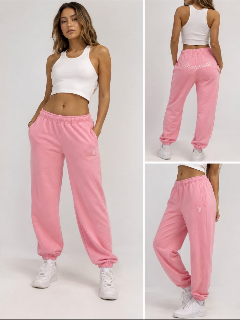 PLAYBOY Pink Playmate Elastic Waist Track Joggers 2023 Edition